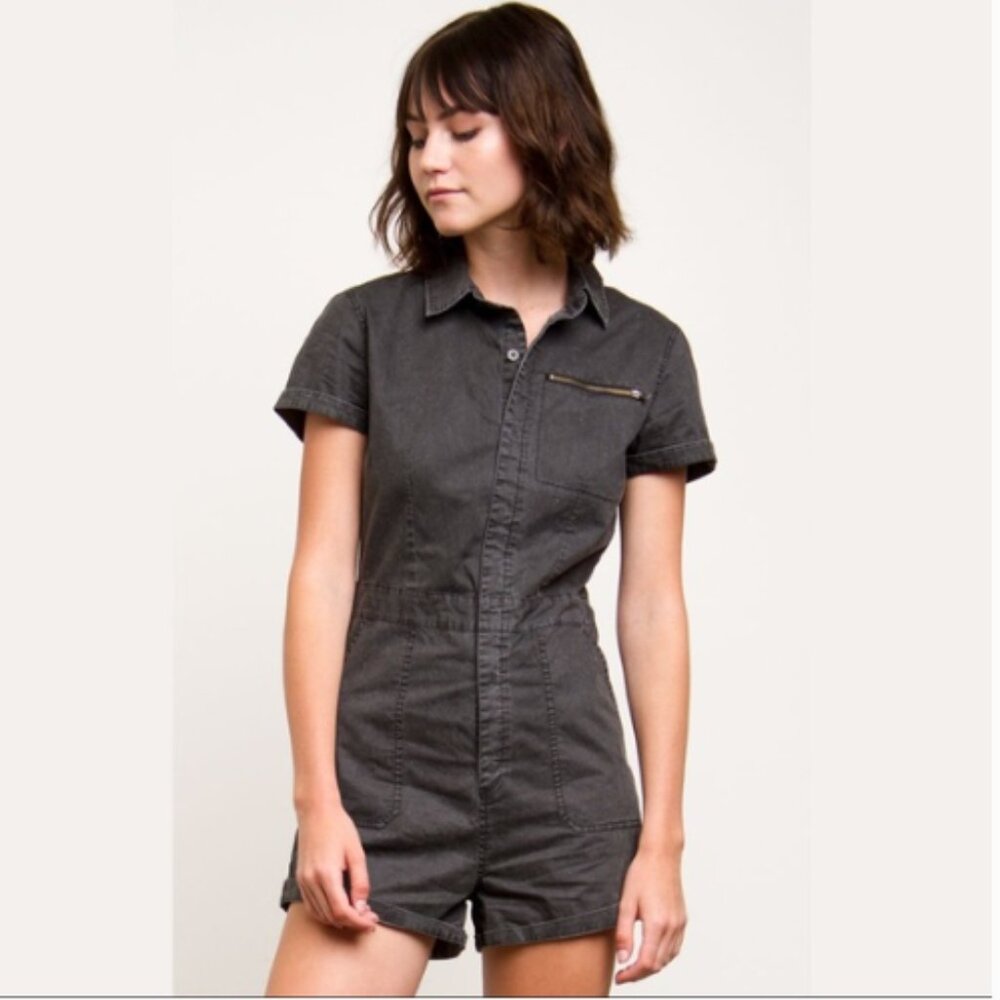 RVCA Women's Zada Utility Jumper in Washed Black- Size Large (fits like a small)